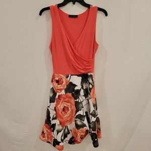 Hailey 23 coral floral print dress size small